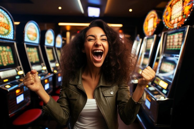 Navigasi kategori game di aplikasi mobile lucky spin dengan tab Live Casino, Slot, Sportsbook, Esports